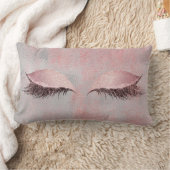 赤面ピンクラッズガラスグリッターシルバーグレーメイクアップ ランバークッション (ブランケット)