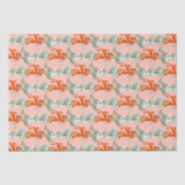 赤面ピンクラビットバニーカラフルかわいいフォークパターン 薄葉紙