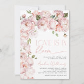 赤面ピンクラブは開花フローラブライダルシャワー 招待状 (正面)