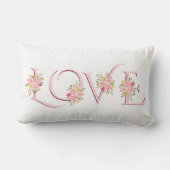 赤面ピンクラブタイポグラフィバラヴァレンティーンズデイ ランバークッション (裏面)