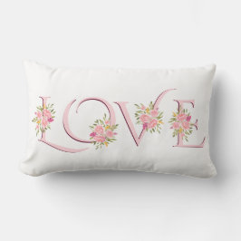 赤面ピンクラブタイポグラフィバラヴァレンティーンズデイ ランバークッション