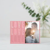 赤面ピンクラブラブラブラブバレンタインの家族写真 シーズンポストカード (スタンド正面)