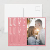 赤面ピンクラブラブラブラブバレンタインの家族写真 シーズンポストカード (正面/裏面)