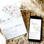 赤面ピンクラブ開花ワイルドフラワーブライダルシャワー 招待状