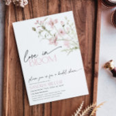 赤面ピンクラブ開花ワイルドフラワーブライダルシャワー 招待状