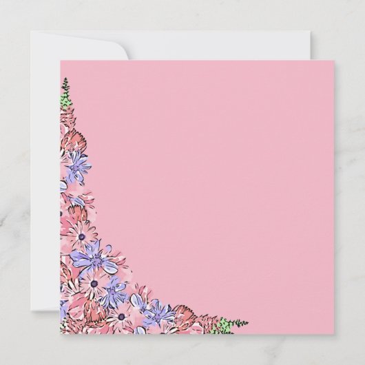 赤面ピンクラベンダーフローラ婚約パーティ 招待状 (裏面)