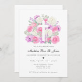 赤面ピンクラベンダー |フローラバプテスマ 招待状 (正面/裏面)