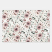 赤面ピンクランヌカルスダリアユーカリプスガーデン ラッピングペーパーシート (正面)