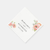 赤面ピンクランヌカルス結婚フローラ スタンダードカクテルナプキン (角)