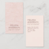 赤面ピンクリネン垂直ミニマリストプロフェッショナル 名刺 (正面/裏面)