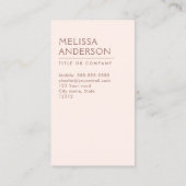 赤面ピンクリネン垂直ミニマリストプロフェッショナル 名刺 (裏面)