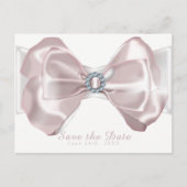 赤面ピンクリボンエレガント&ダイヤモンド日付の保存 案内ポストカード (正面)