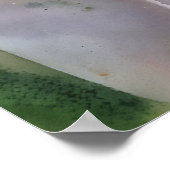 赤面ピンクリリーフラワーウォータースタイルアート ポスター (角)