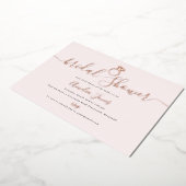 赤面ピンクリングや輪バラ金ゴールドブライダルシャワー 箔招待状 (回転した状態)