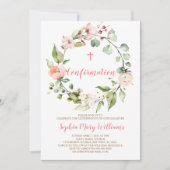 赤面ピンクリースベビーガール確認 招待状 (正面)