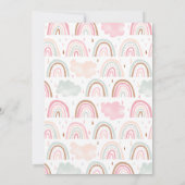 赤面ピンクレインボーガールズベビーシャワー サンキューカード (裏面)