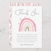 赤面ピンクレインボーガールズベビーシャワー サンキューカード (正面/裏面)