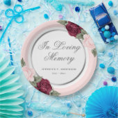 赤面ピンクレッドウォーター色フローラメモリアル葬儀 ペーパープレート (パーティー)