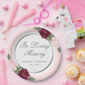 赤面ピンクレッドウォーター色フローラメモリアル葬儀 ペーパープレート (パーティー)