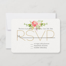 赤面ピンクレッドフローラRSVP 出欠カード