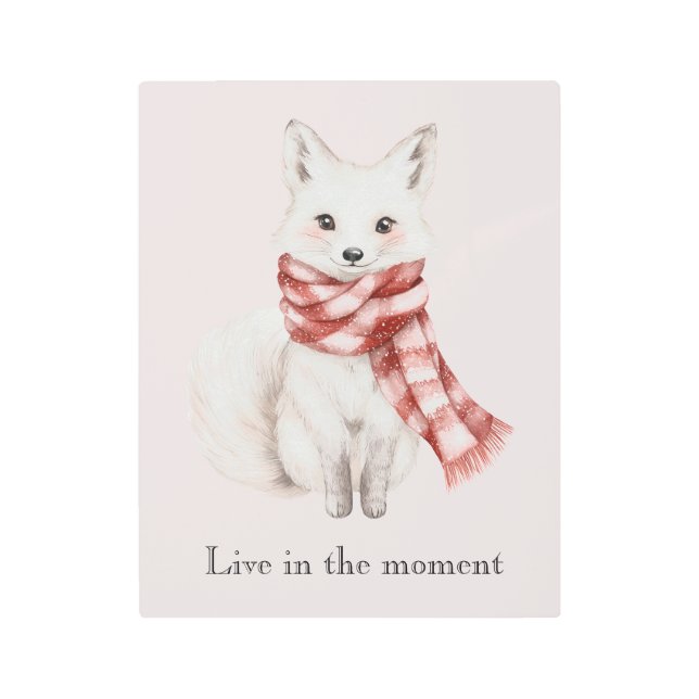 赤面ピンクレッドホワイトペパーミントキツネ メタルプリント (正面)