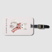 赤面ピンクレッドホワイトペパーミントキツネ ラゲッジタグ (正面横)