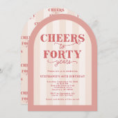 赤面ピンクレッド応援40歳40歳 招待状 (正面/裏面)