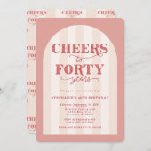 赤面ピンクレッド応援40歳40歳 招待状 (正面/裏面)