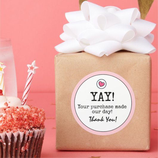 赤面ピンクレトロとハートビジネスありがとう ラウンドシール (パーティー)