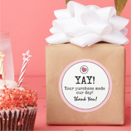 赤面ピンクレトロとハートビジネスありがとう ラウンドシール