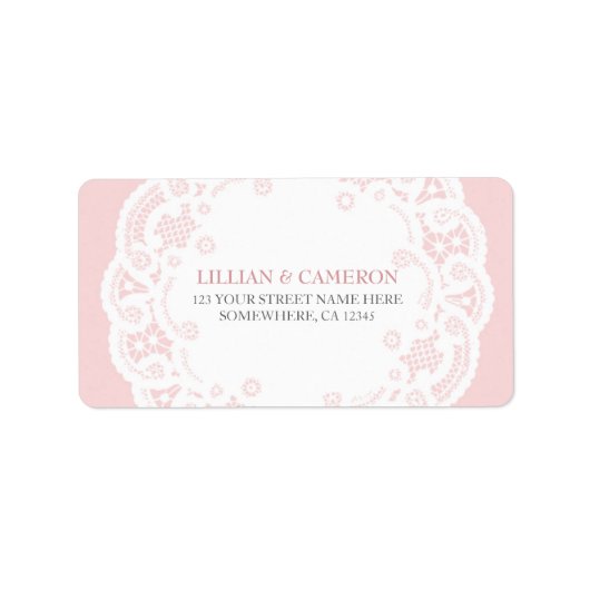 赤面ピンクレースドリー住所 シール (正面)