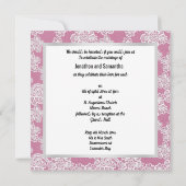赤面ピンクレース結婚式招待状 招待状 (裏面)