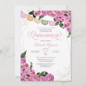 赤面ピンクロセスエレガントフローラフィエスタキンセニェラ 招待状 (正面)