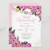 赤面ピンクロセスエレガントフローラフィエスタキンセニェラ 招待状 (正面/裏面)