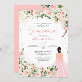 赤面ピンクロセスフローラキンセアニェラお祝いイン 招待状