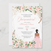 赤面ピンクロセスフローラキンセアニェラお祝い 招待状 (正面)