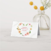 赤面ピンクロマンチックサマーフローラブライダルシャワー プレイスカード (裏面)