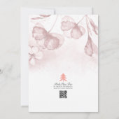 赤面ピンクロマンチックフローラウォーター結婚カラー 招待状 (裏面)