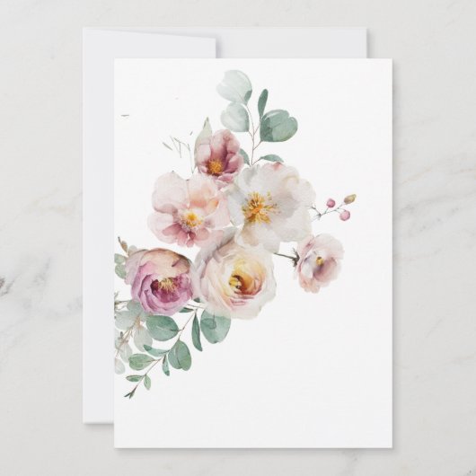 赤面ピンクロマンチックフローラトップハット結婚ズ 招待状 (裏面)