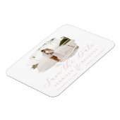 赤面ピンクロマンチックブラシフレームセーブザデート マグネット (左側)