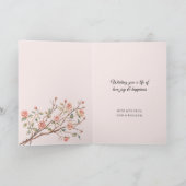 赤面ピンクロマンチックレッドローズフローラハート結婚ズ カード (内部)