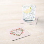 赤面ピンクロマンチックレッドローズフローラハート結婚ズ スクエアペーパーコースター (インサイチュ)