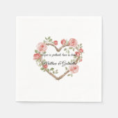 赤面ピンクロマンチックレッドローズフローラハート結婚ズ スタンダードカクテルナプキン (正面)