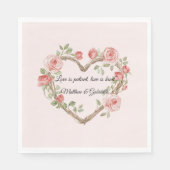 赤面ピンクロマンチックレッドローズフローラハート結婚ズ スタンダードランチョンナプキン (正面)
