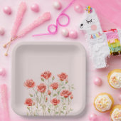 赤面ピンクロマンチックレッドローズブライダルシャワー ペーパープレート (パーティー)