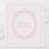 赤面ピンクロマンチックヴィンテージブライダルシャワー ワインラベル (シングルラベル)