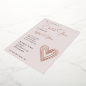 赤面ピンクロマンチック層ハートブライダルシャワー 箔招待状 (回転した状態)