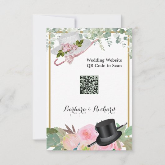 赤面ピンクロマンチック結婚フローラの詳細カード 出欠カード (裏面)