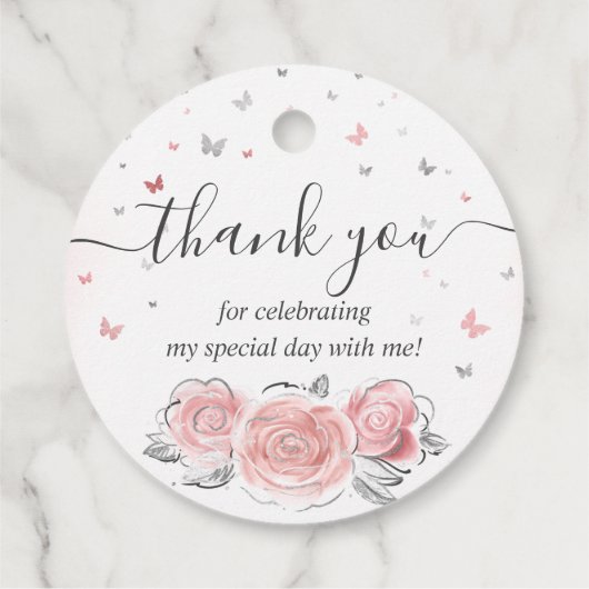 赤面ピンクローズとシルバークラウンサンキューギフト フェイバータグ (裏面)