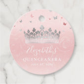 赤面ピンクローズとシルバークラウンサンキューギフト フェイバータグ (正面)